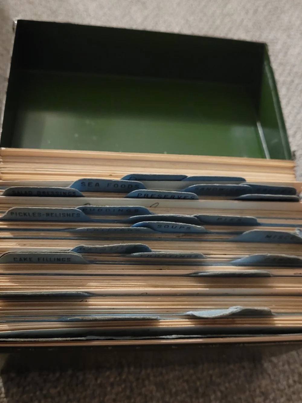 Recipe Card File Box W/ Grandmas Handwritten Recipes